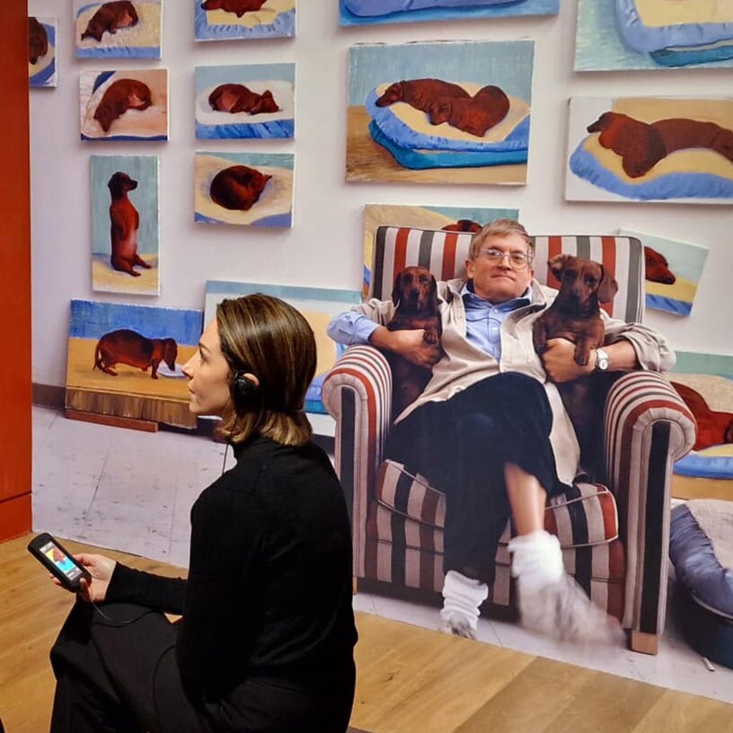 Visitor using the Imagineear device at the Wallace Collection