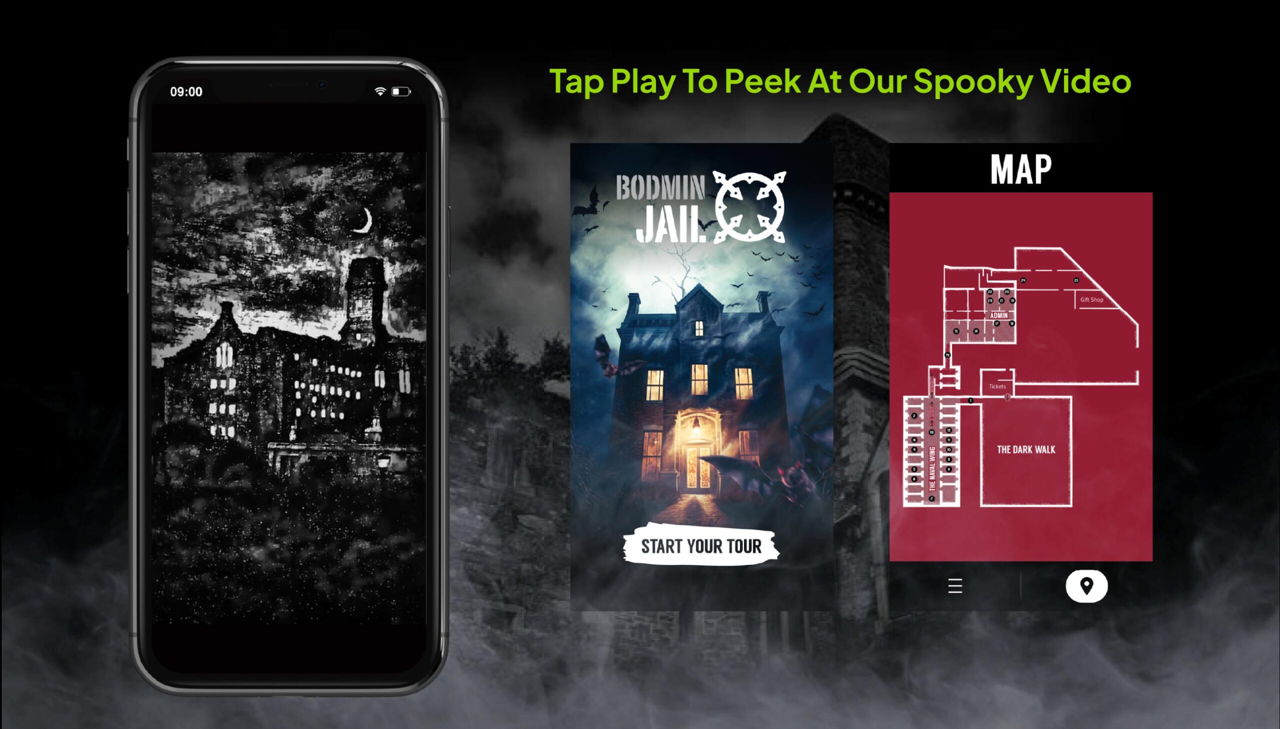 Bodmin Jail spooky video showing tour content on a smartphone