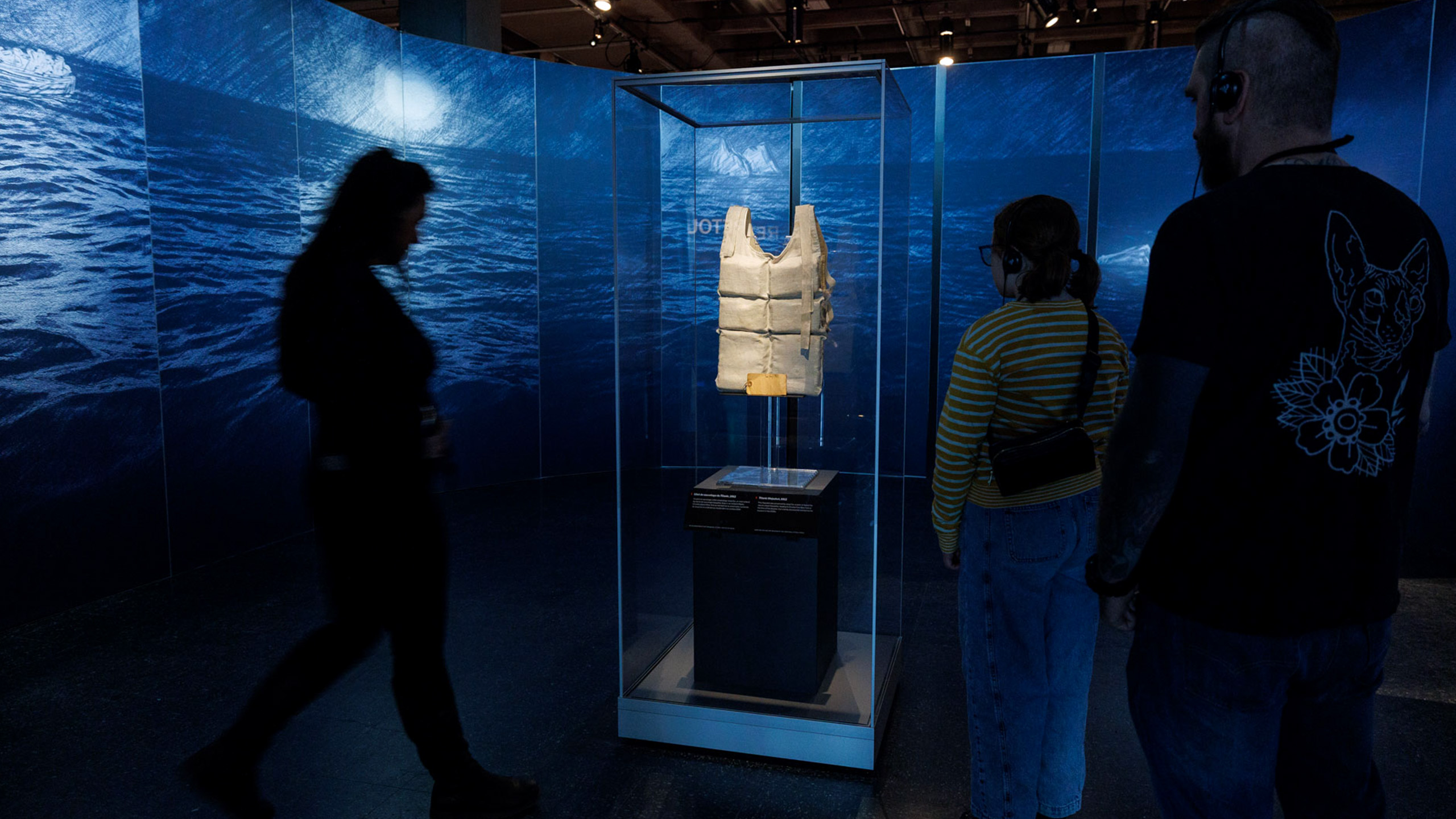 Visitors wearing the Imagineear headset at the Musealia Titanic